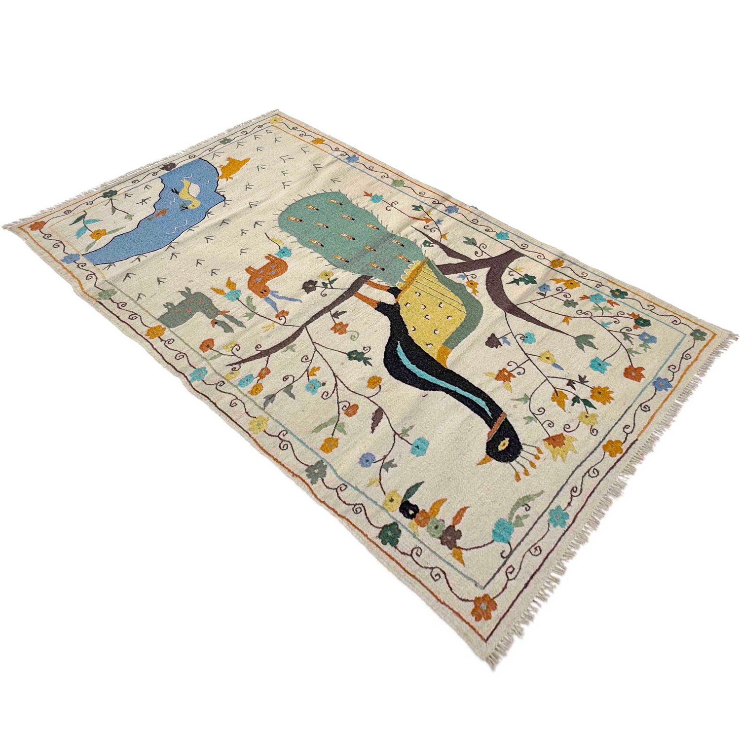 Hand Knotted Embroidery Kilim 3' 4" x 6' 7" (ft) - No. P36870
