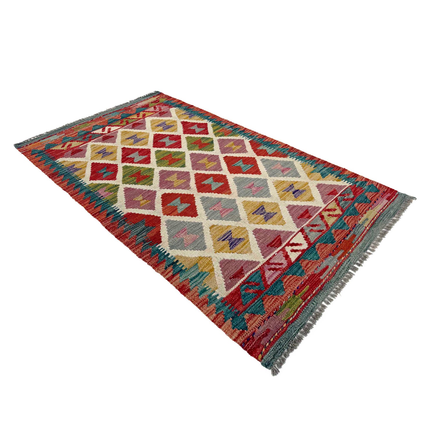 Handmade Vegetable Kelim 2' 4" x 4' 3" (ft) - No. P37050