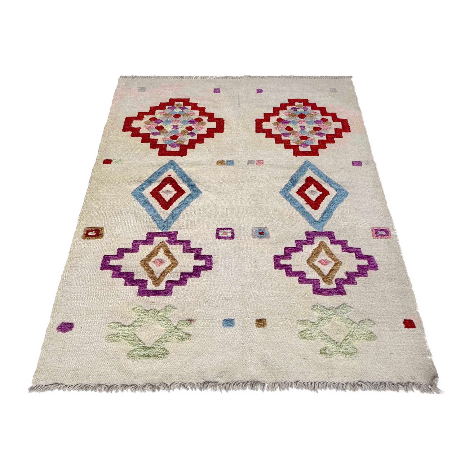 Shape Embroidery Dhurrie 4' 0" x 6' 1" (ft) - No. P37136