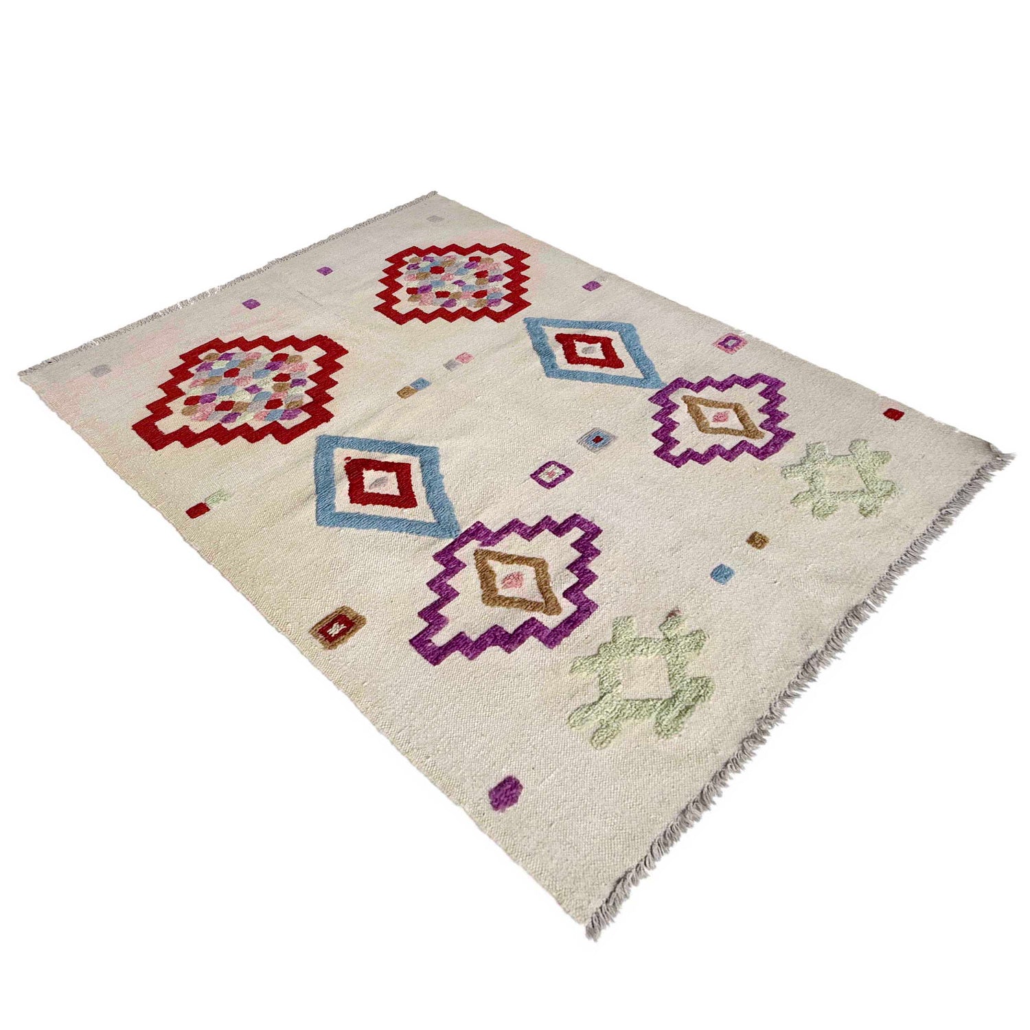 Shape Embroidery Dhurrie 4' 0" x 6' 1" (ft) - No. P37136