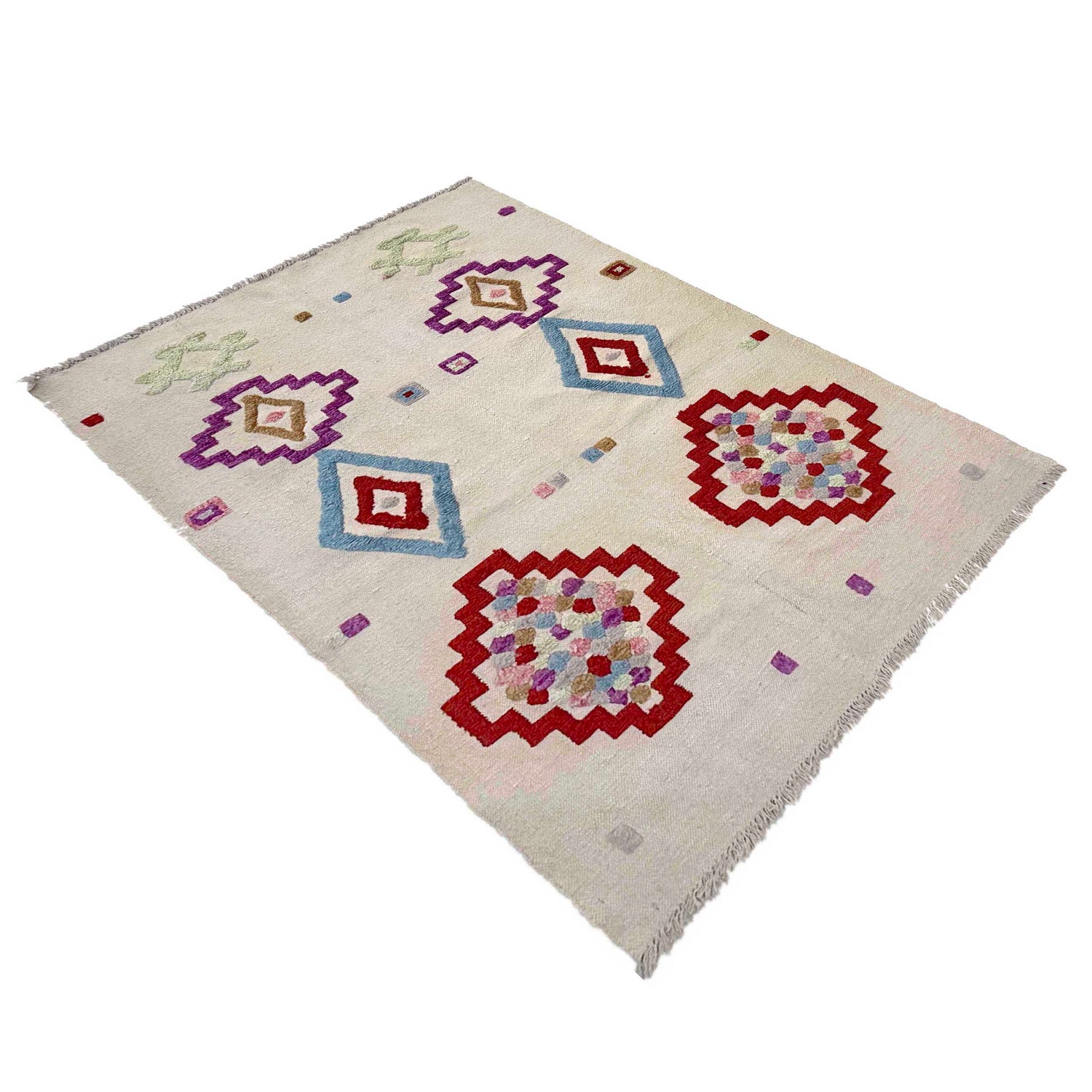 Shape Embroidery Dhurrie 4' 0" x 6' 1" (ft) - No. P37136