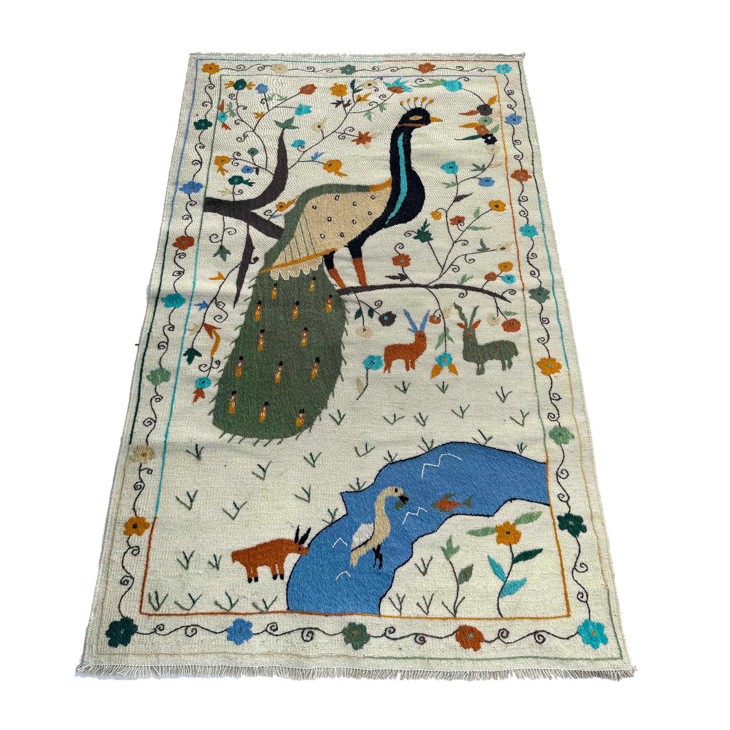 Handmade Embroidery Kilim 3' 5" x 6' 6" (ft) - No. P37138