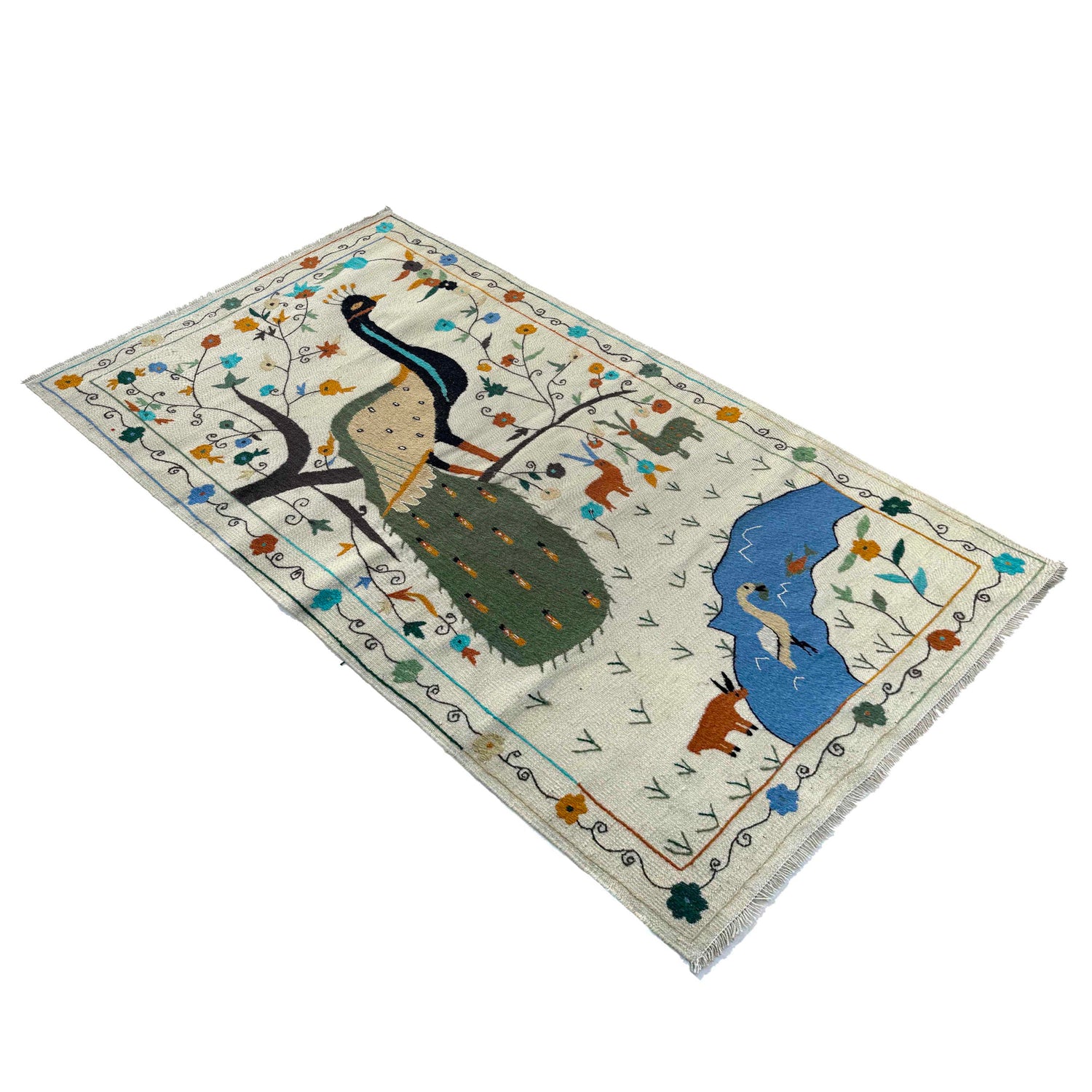 Handmade Embroidery Kilim 3' 5" x 6' 6" (ft) - No. P37138