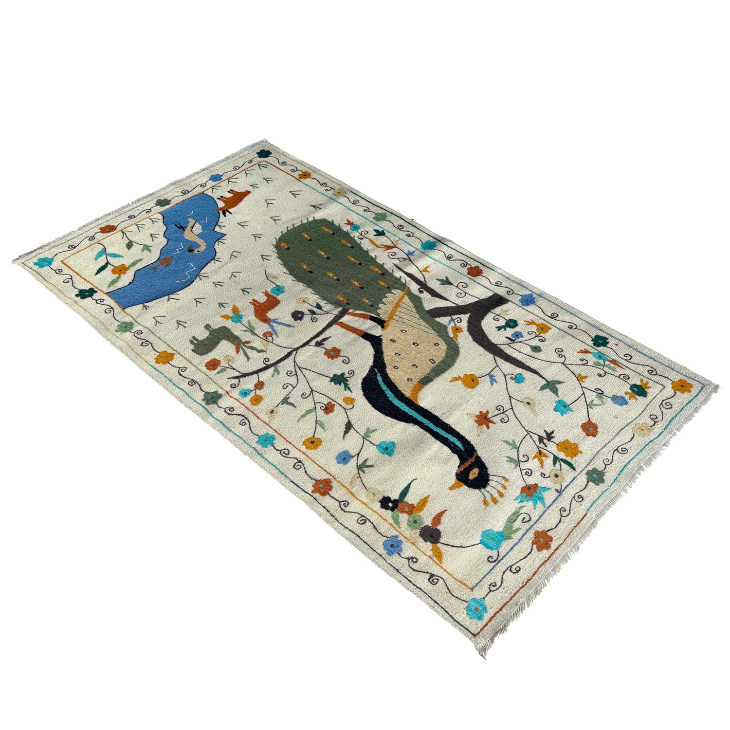 Handmade Embroidery Kilim 3' 5" x 6' 6" (ft) - No. P37138