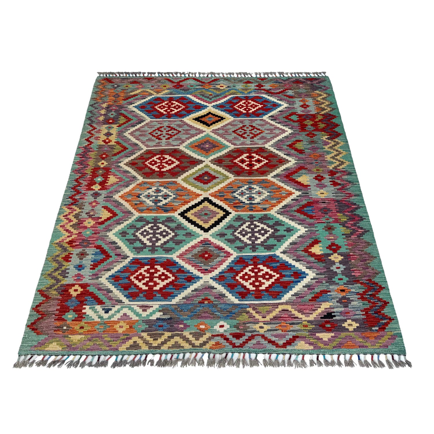 Handmade Vegetable Kelim 5' 0" x 6' 7" (ft) - No. P37178