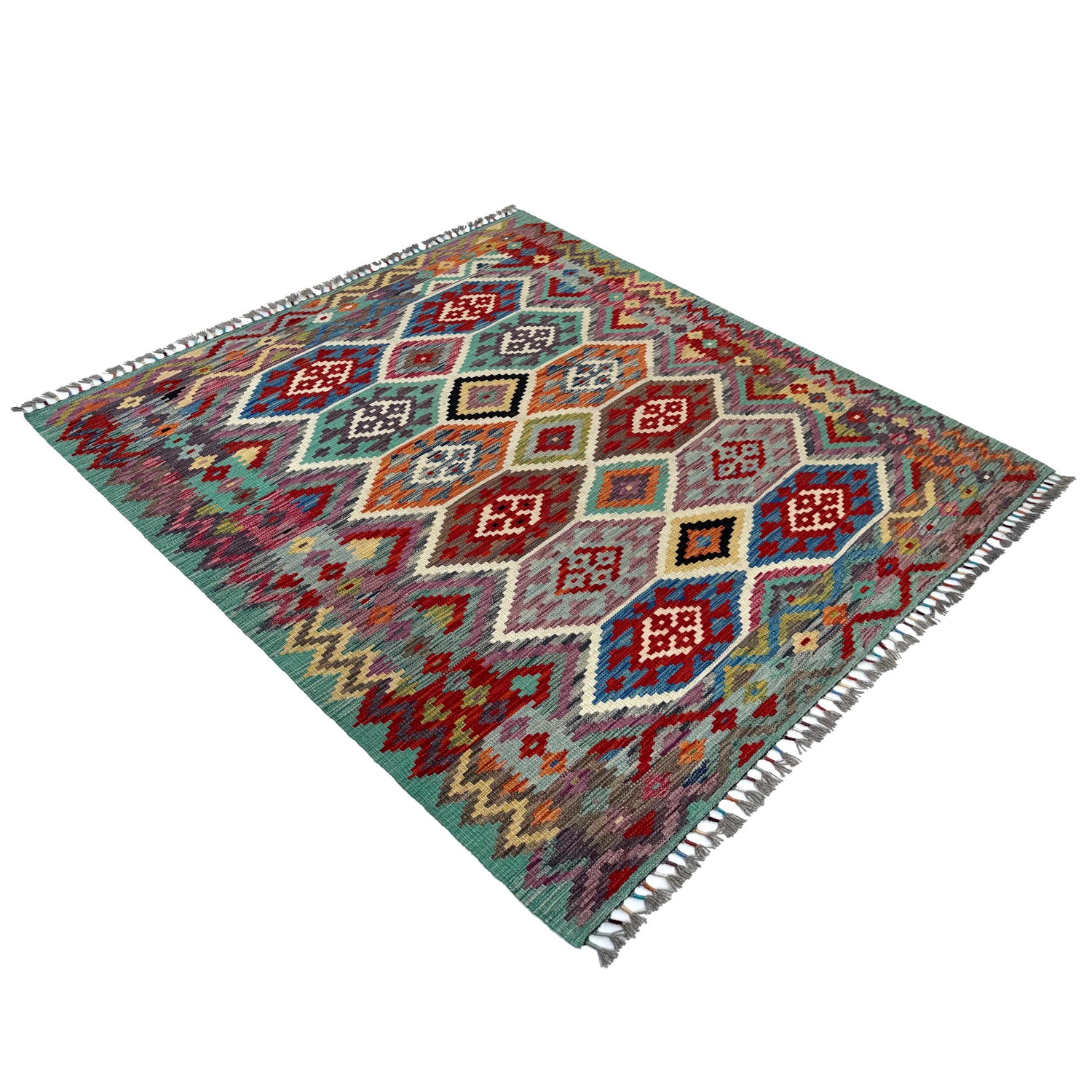 Handmade Vegetable Kelim 5' 0" x 6' 7" (ft) - No. P37178