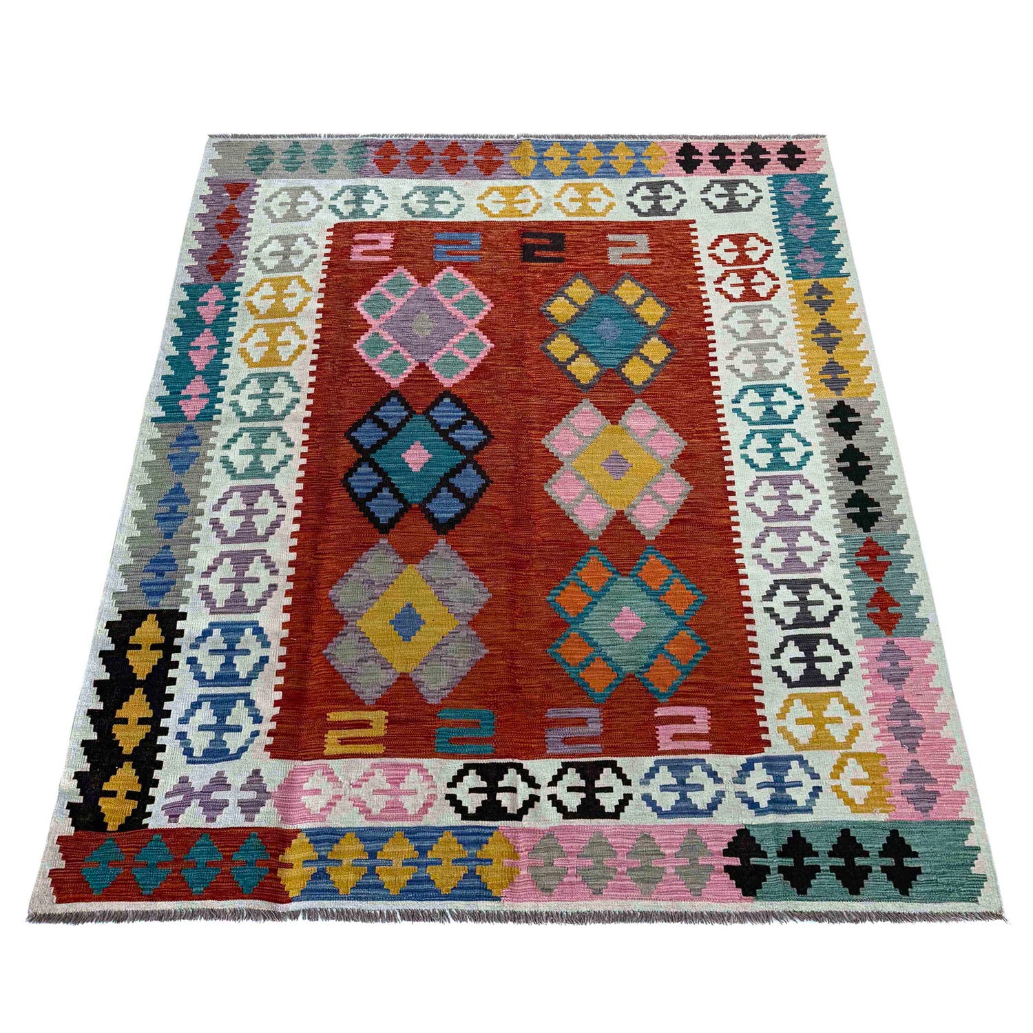 Handmade Vegetable Kilim 6' 7" x 9' 9" (ft) - No. P37215