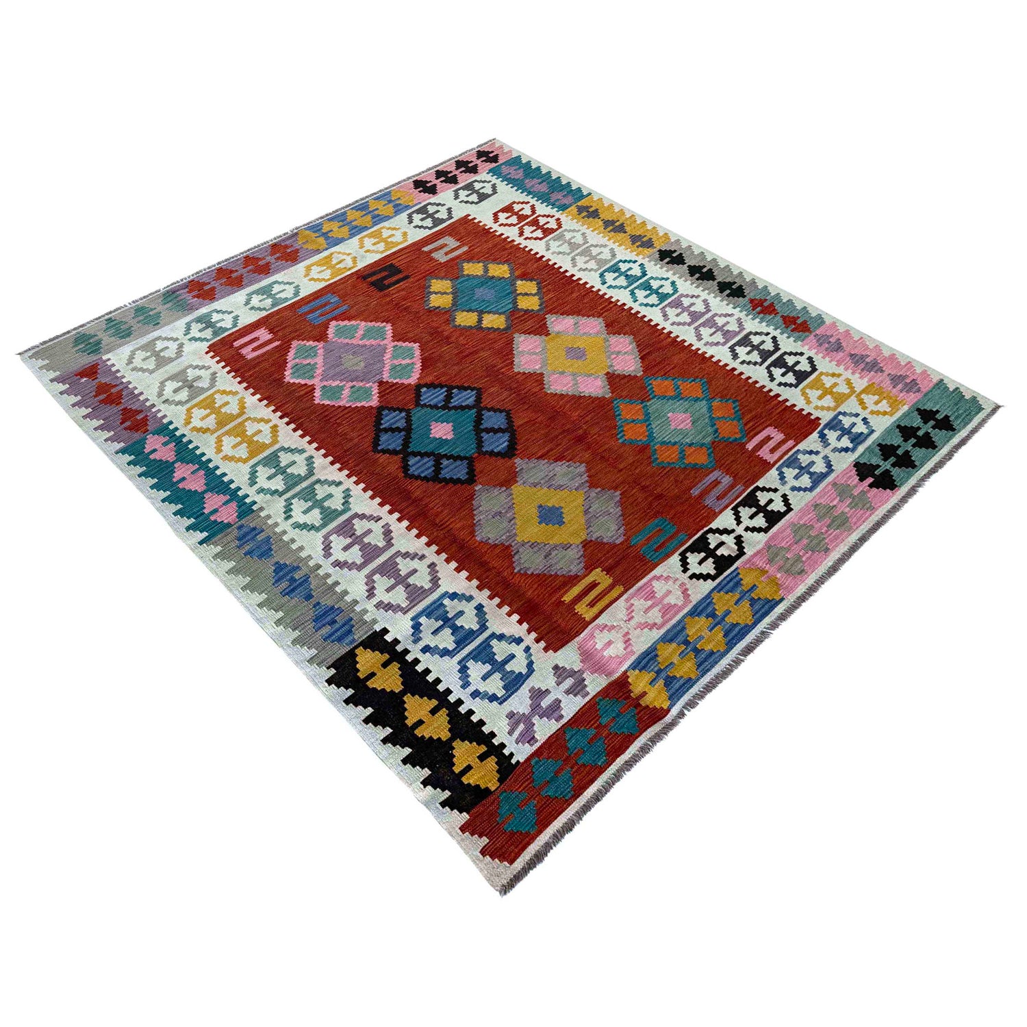 Handmade Vegetable Kilim 6' 7" x 9' 9" (ft) - No. P37215