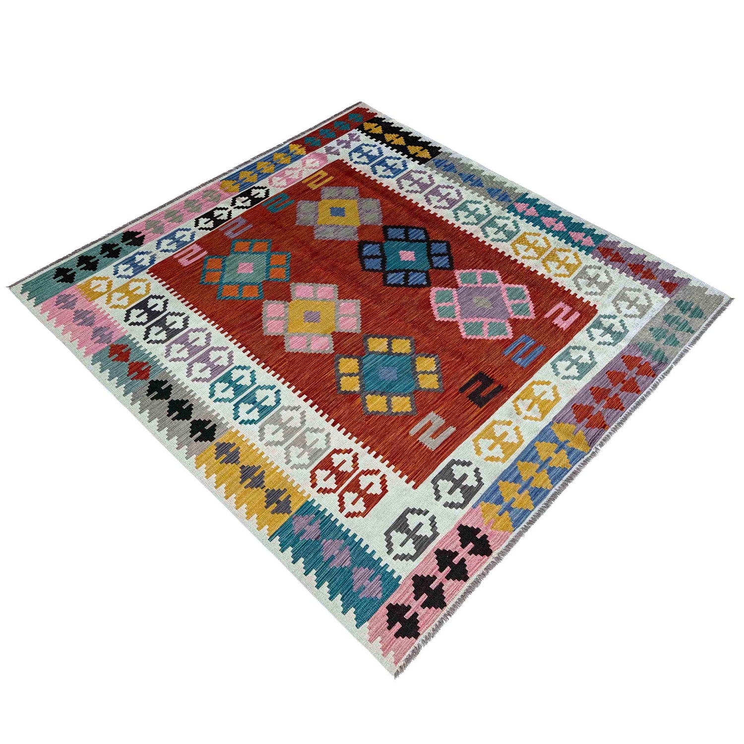 Handmade Vegetable Kilim 6' 7" x 9' 9" (ft) - No. P37215