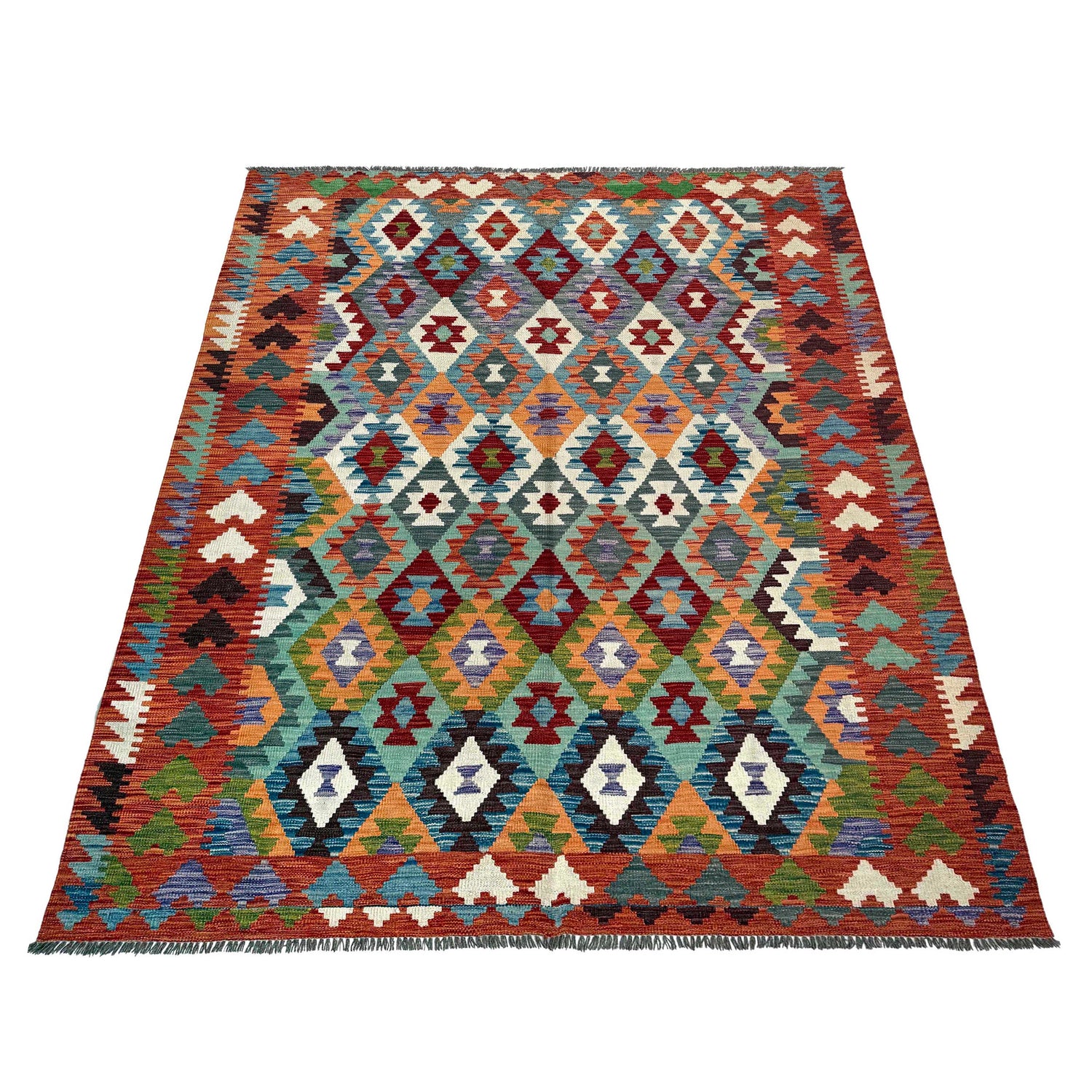 Handmade Vegetable Kelim 6' 5" x 9' 7" (ft) - No. P37217