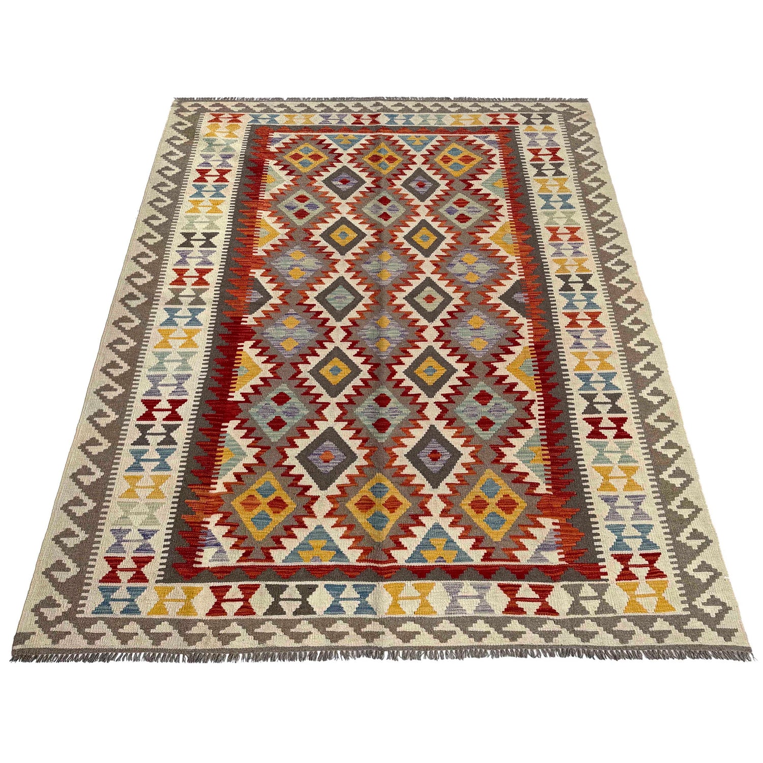 Handmade Vegetable Kelim 6' 8" x 10' 1" (ft) - No. P37247