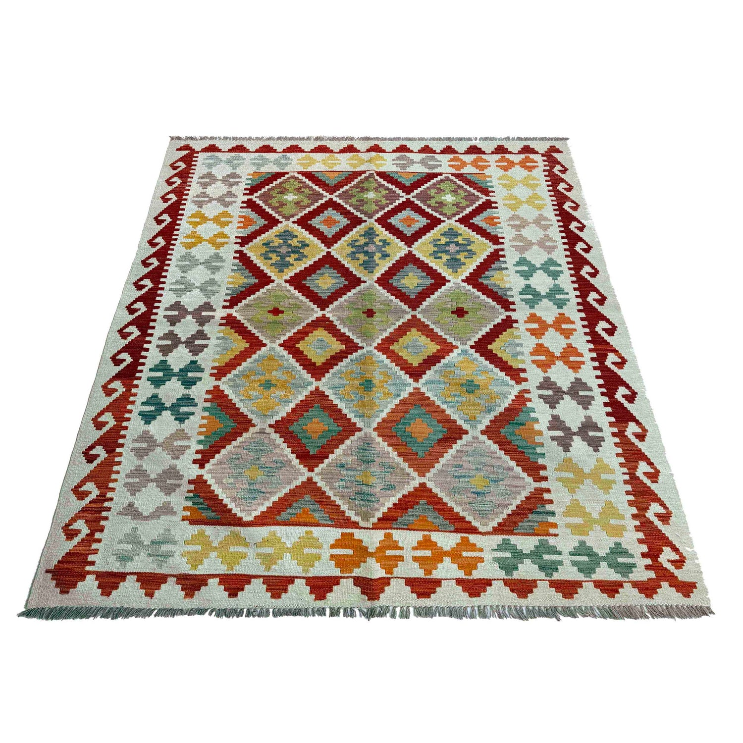 Handmade Vegetable Kilim 4' 10" x 6' 7" (ft) - No. P37248