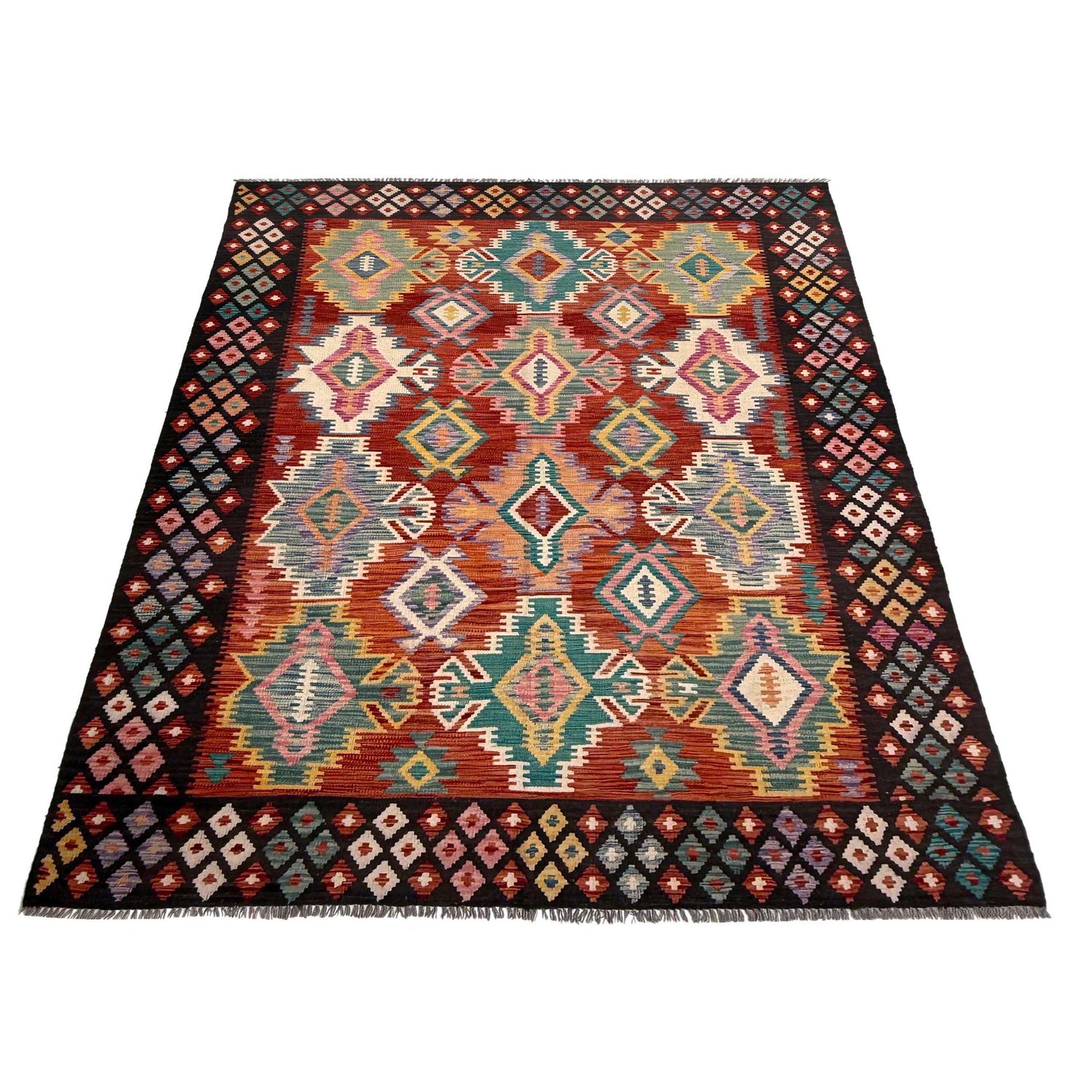 Handmade Vegetable Kelim 6' 7" x 9' 9" (ft) - No. P37250