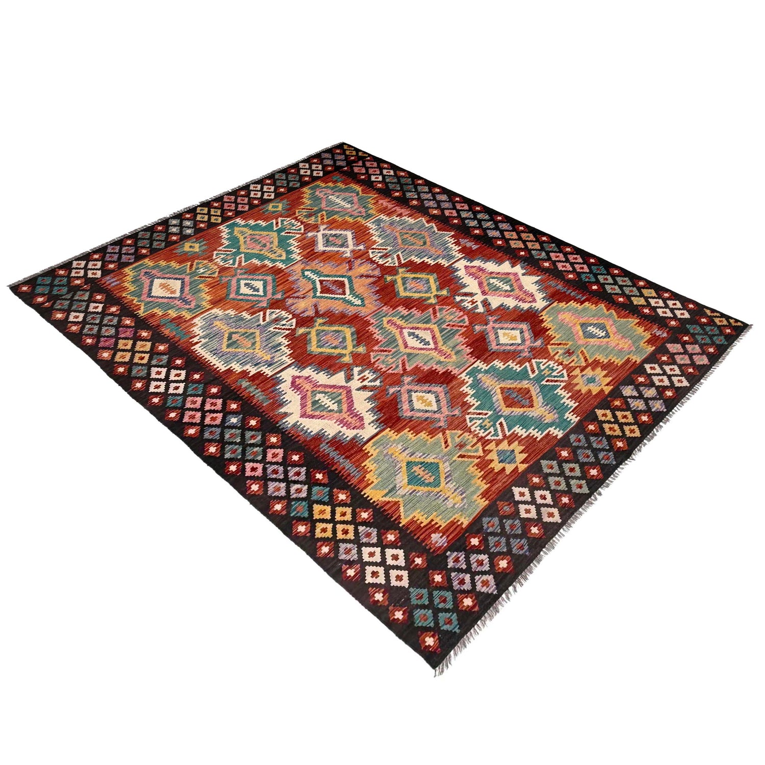 Handmade Vegetable Kelim 6' 7" x 9' 9" (ft) - No. P37250