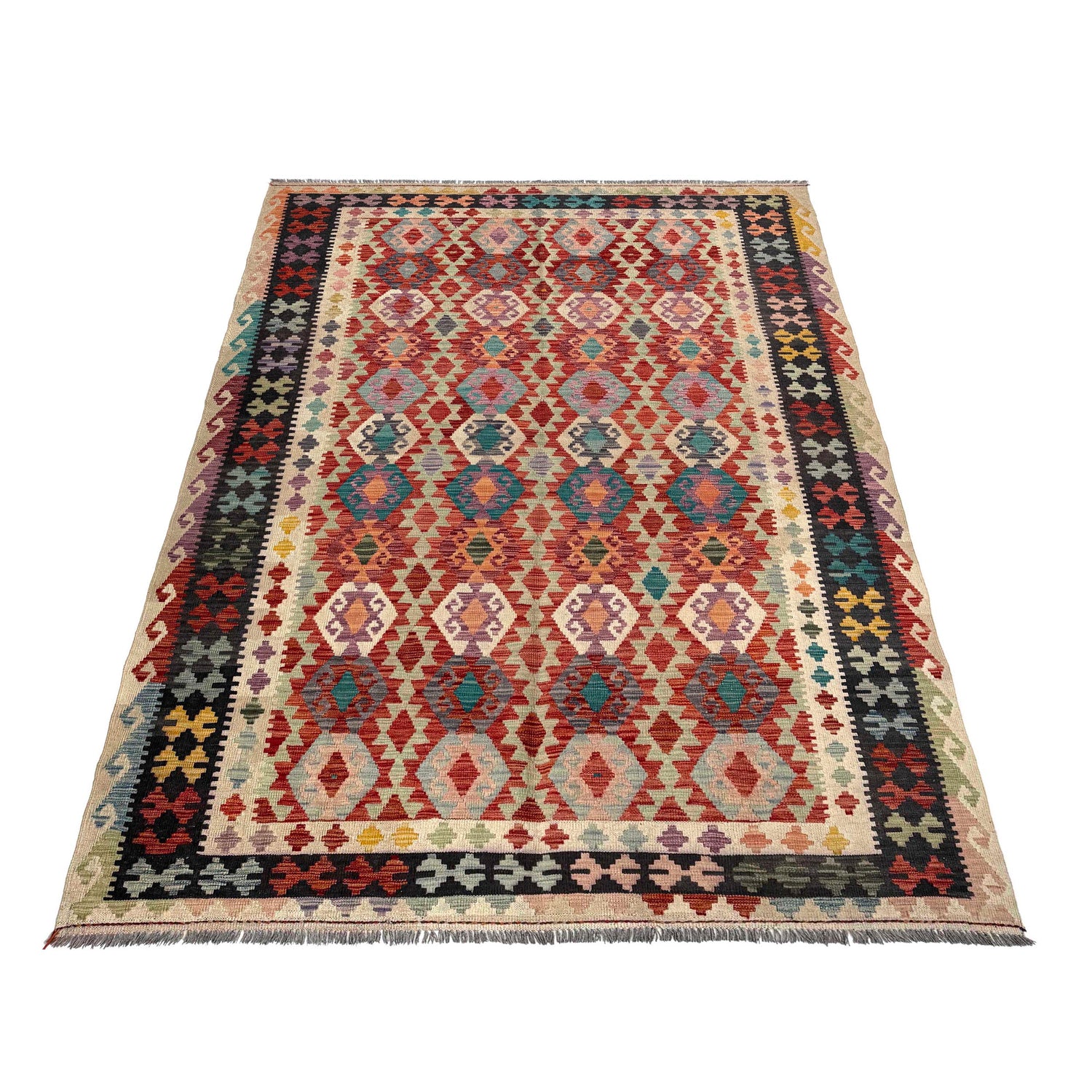 Handmade Vegetable Kilim 6' 9" x 9' 11" (ft) - No. P37251