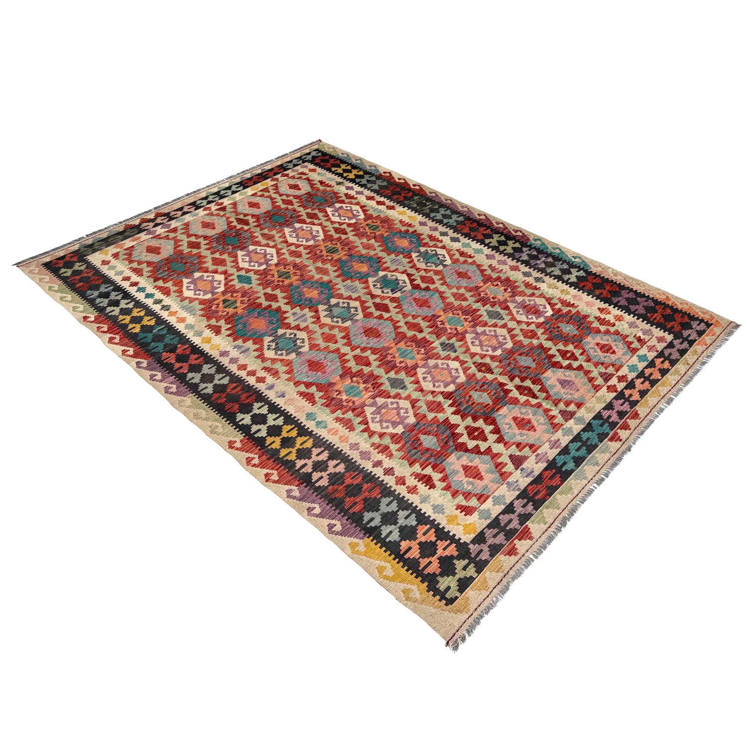 Handmade Vegetable Kilim 6' 9" x 9' 11" (ft) - No. P37251
