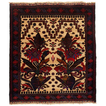 Hand Knotted Baluchi Rug 4' 3 x 5' 0 (ft) - No. R15906