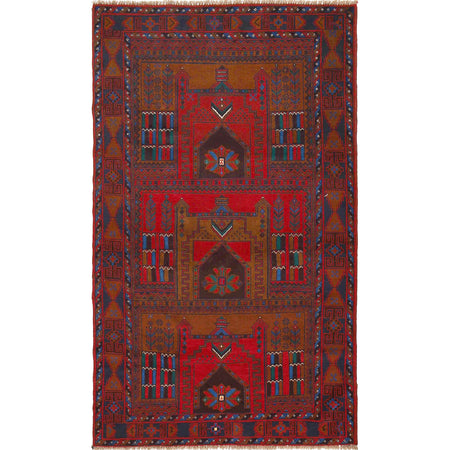 Red Color Prayer Rug 3' 6 x 6' 2 (ft) - No. R17459