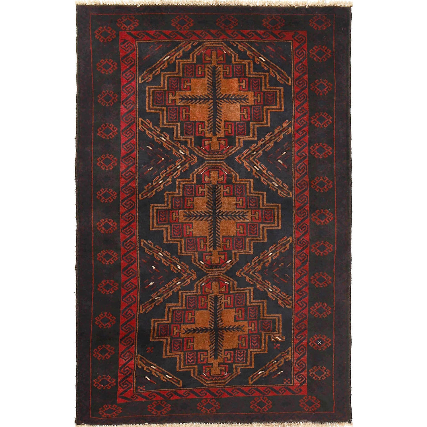 Hand Knotted Baluchi Rug 4' 0 x 6' 2 (ft) - No. R18230