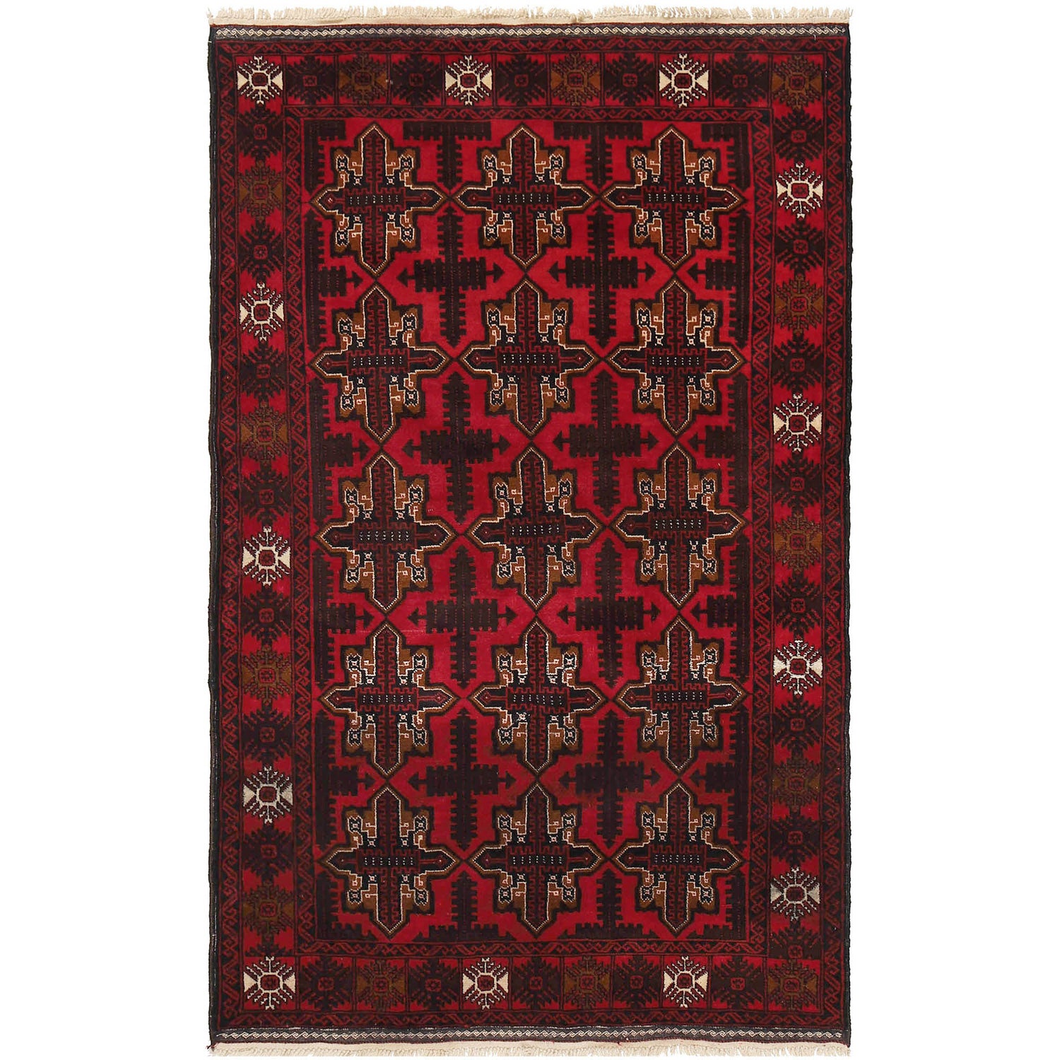 Hand Knotted Baluchi Rug 4' 0 x 6' 4 (ft) - No. R18244