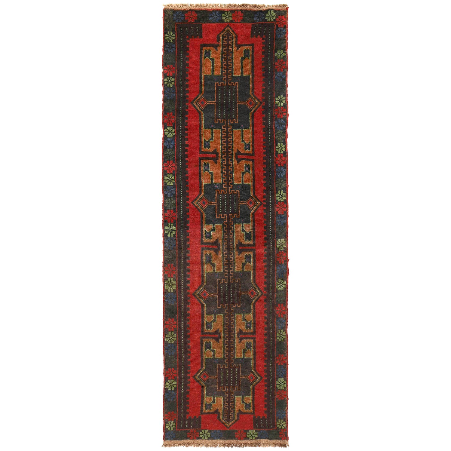 Hand Knotted Baluchi Runner 2' 3 x 9' 3 (ft) - No. R18290