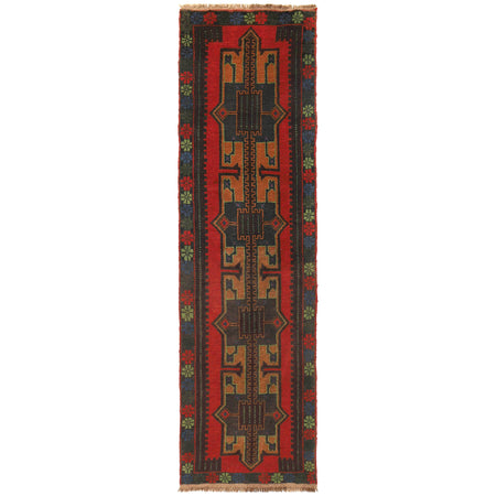 Hand Knotted Baluchi Runner 2' 3 x 9' 3 (ft) - No. R18290
