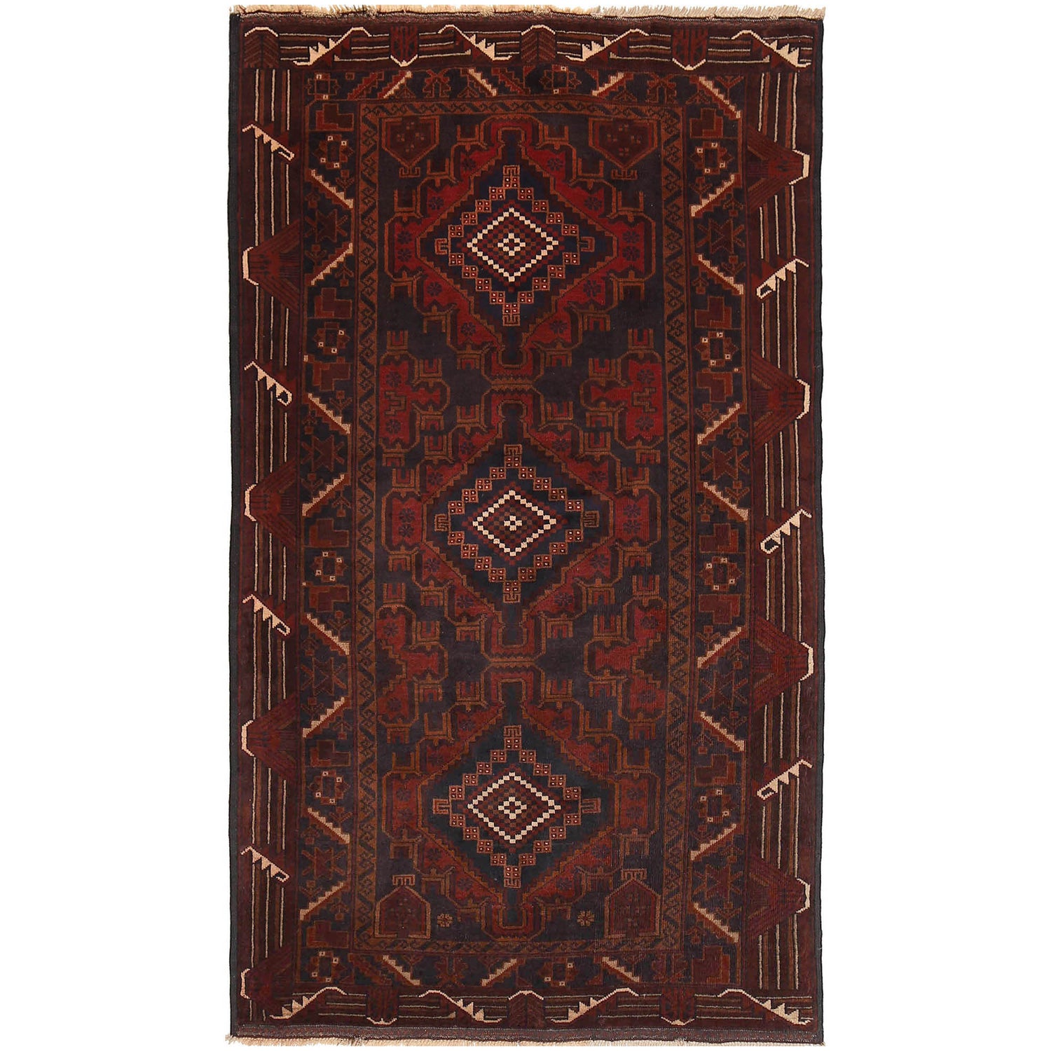 Traditional Baloch Rug 3' 7 x 6' 7 (ft) - No. R18308