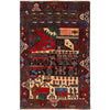 Handmade Village Design Carpet 4' 1" x 6' 3" (ft)- No. R18309