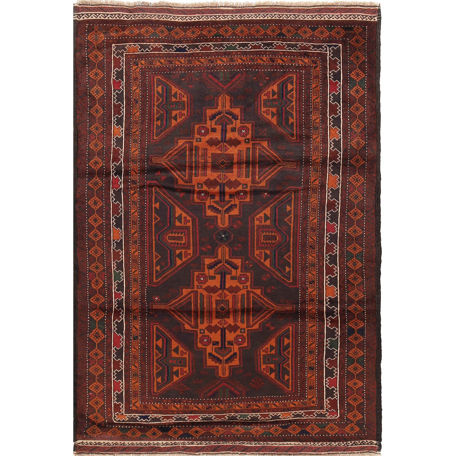 Traditional Baloch Rug 4' 1 x 6' 2 (ft) - No. R18786
