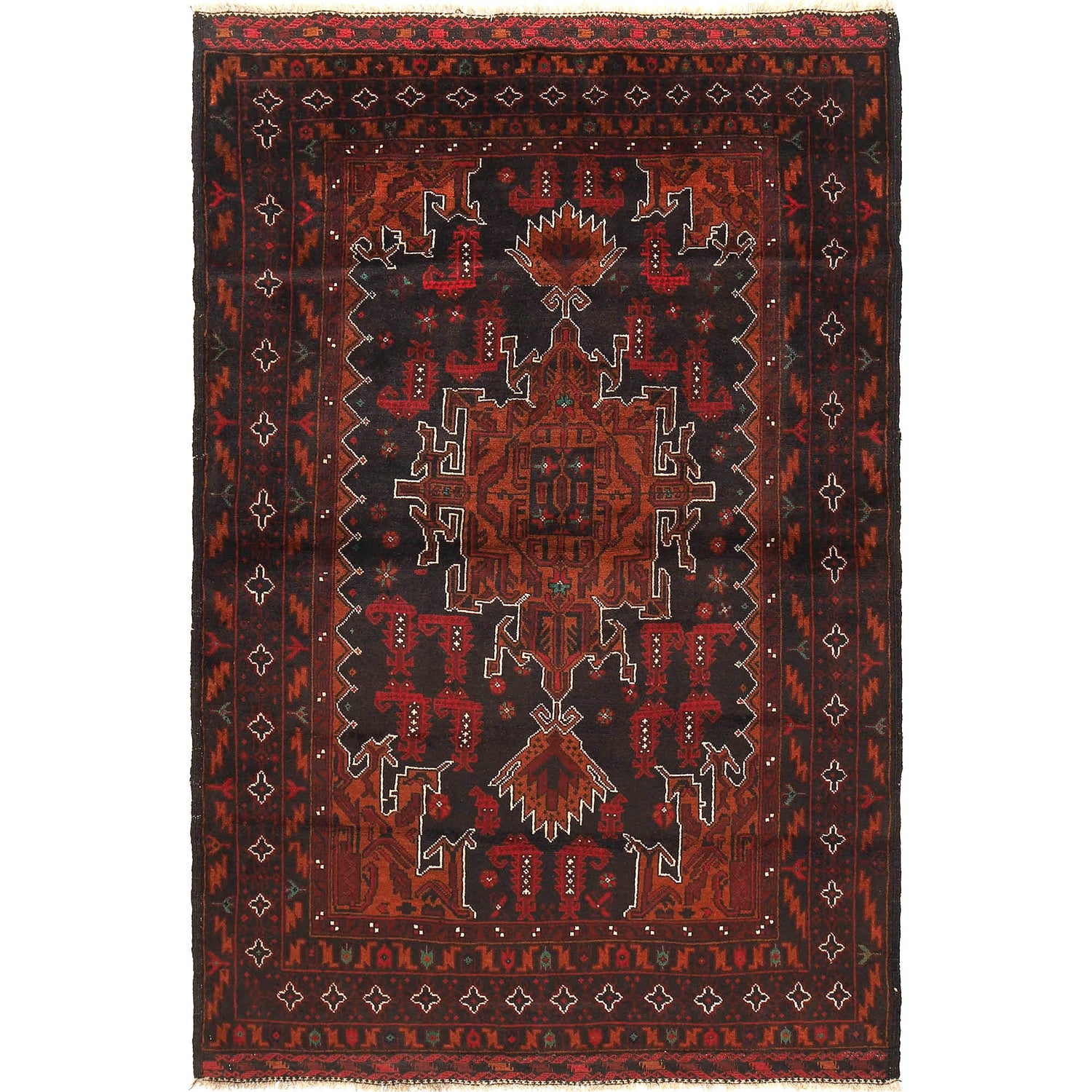 Handmade Baluchi Rug 4' 4" x 6' 9" (ft) - No. R18847