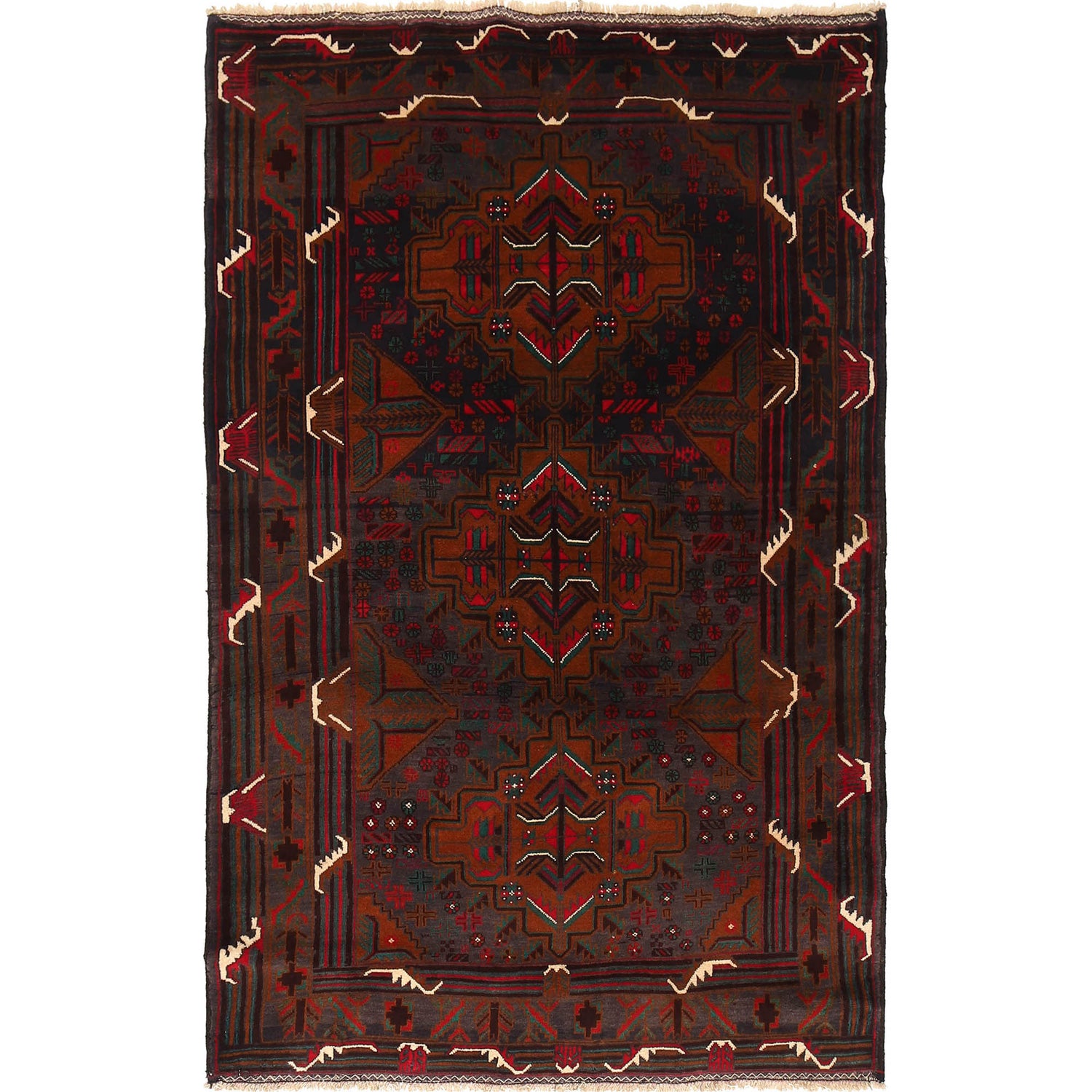 Traditional Baloch Rug 4' 1 x 6' 3 (ft) - No. R18924