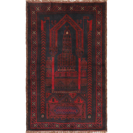 Islamic Prayer Carpet 2' 10" x 4' 8" (ft) - No. R19190