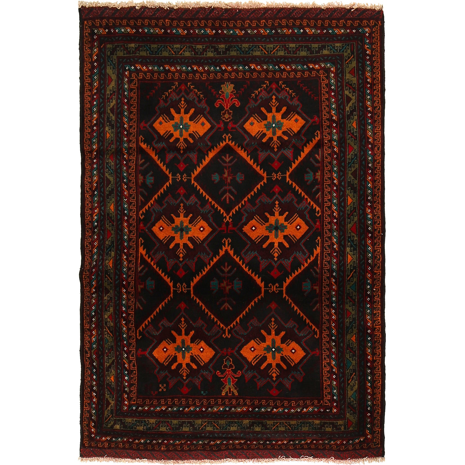 Traditional Baloch Rug 4' 1 x 5' 7 (ft) - No. R19315