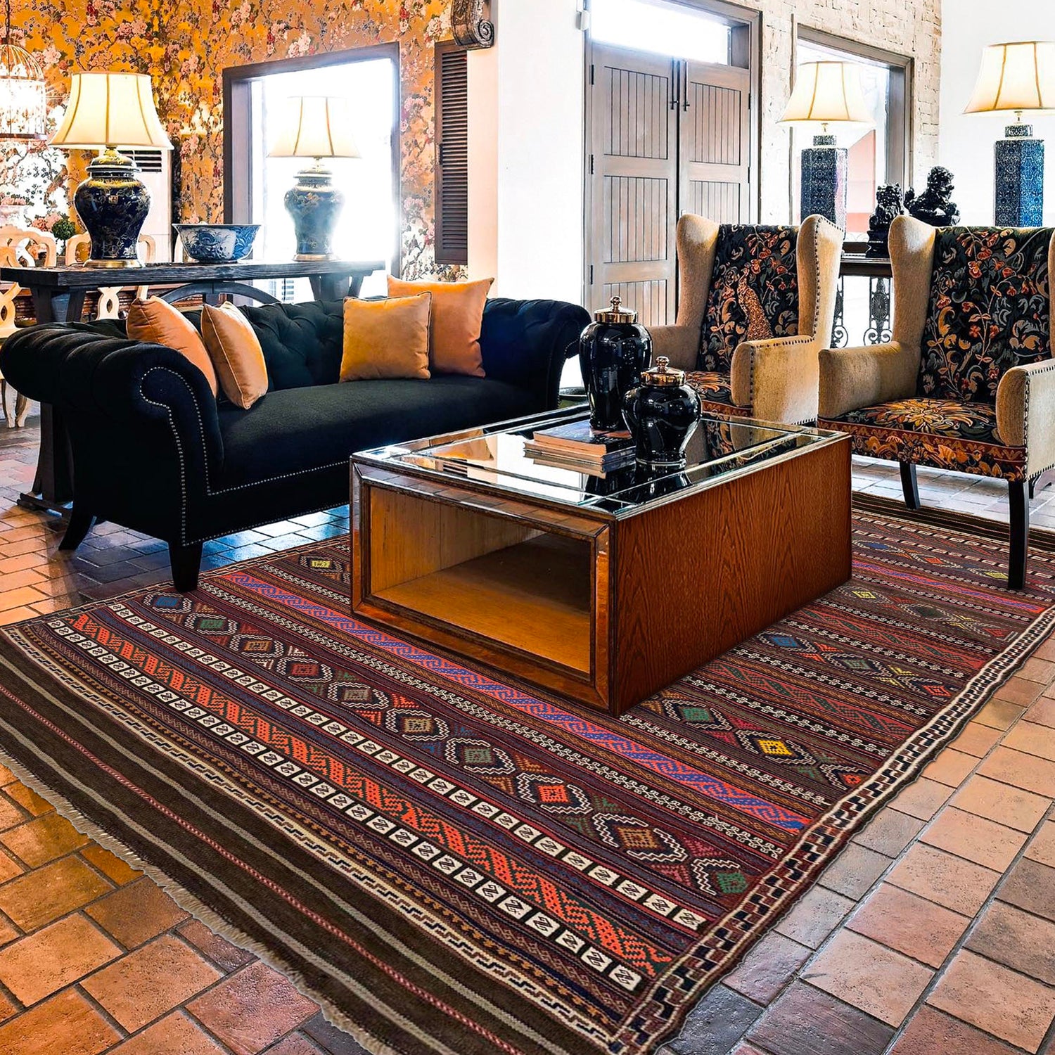 Handmade Flatweave Dhurrie 4' 6" x 7' 8" (ft) - No. R19375a