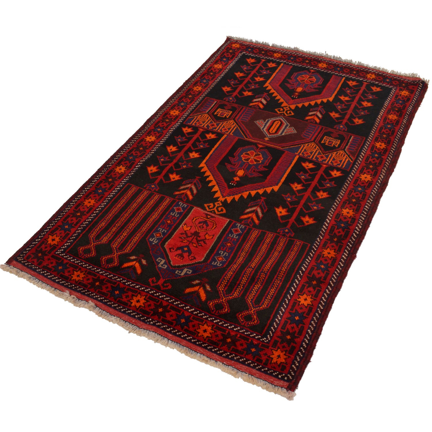 Black Color Prayer Carpet 3' 3" x 5' 3" (ft) - No. R19563