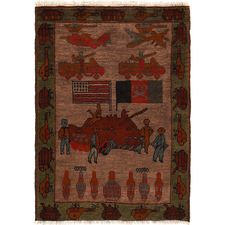 Handmade War Rug 1' 9 x 2' 7 (ft) - No. R21666