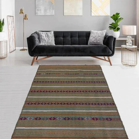 Handmade Flatweave Dhurrie 2' 8 x 4' 4 (ft) - No. R22276