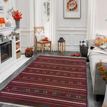 Handmade Flatweave Dhurrie 3' 2 x 4' 4 (ft) - No. R22277