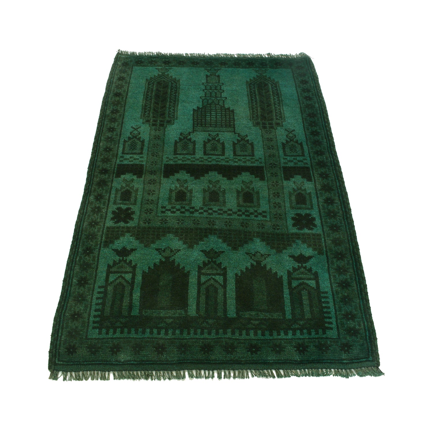 Myrtle Green Overdyed Prayer Rug 2' 8 x 4' 4 (ft) - No. R22812