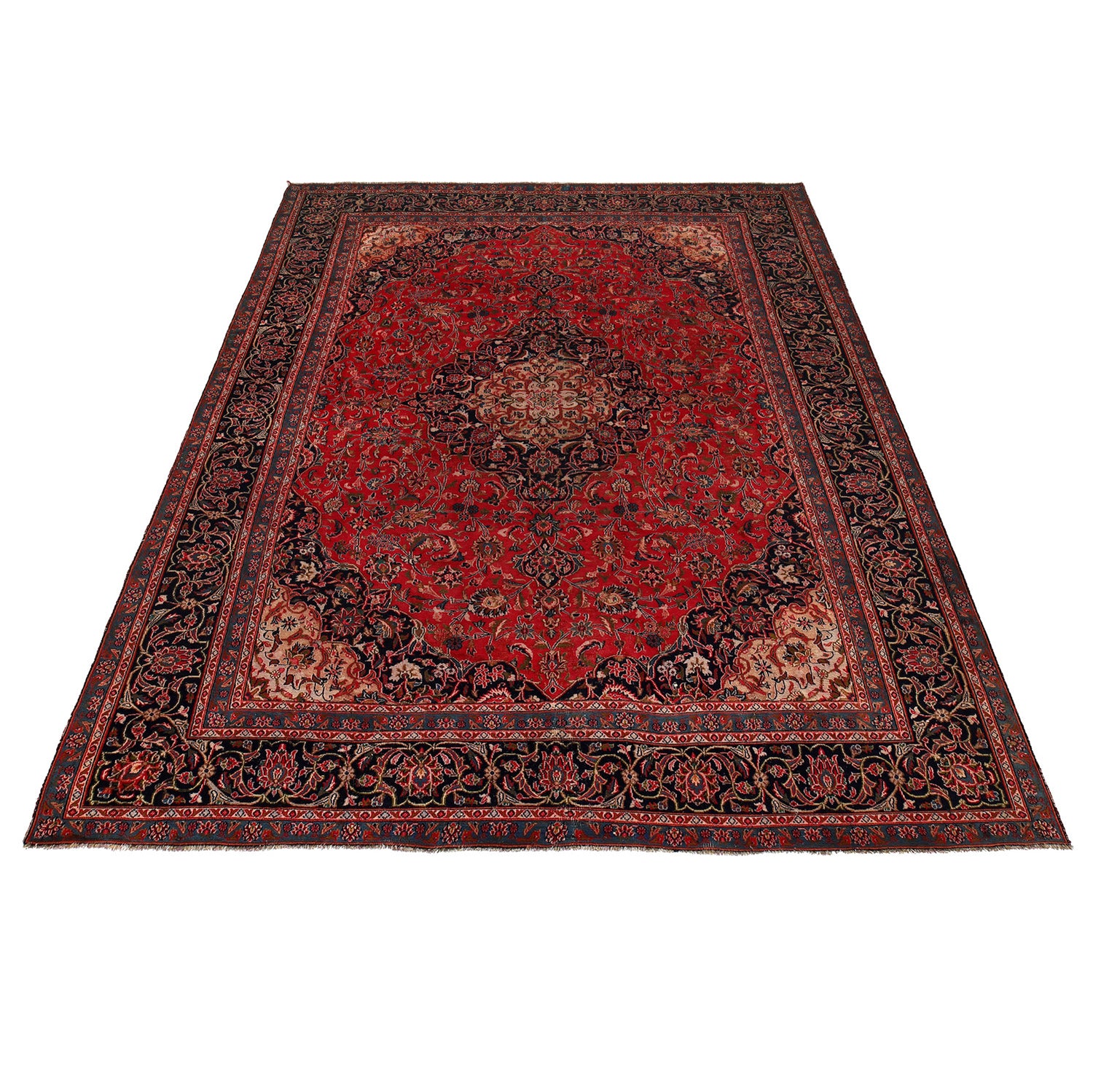 Red Color Kashan Rug 9' 2 x 12' 3 (ft) - No. R24937