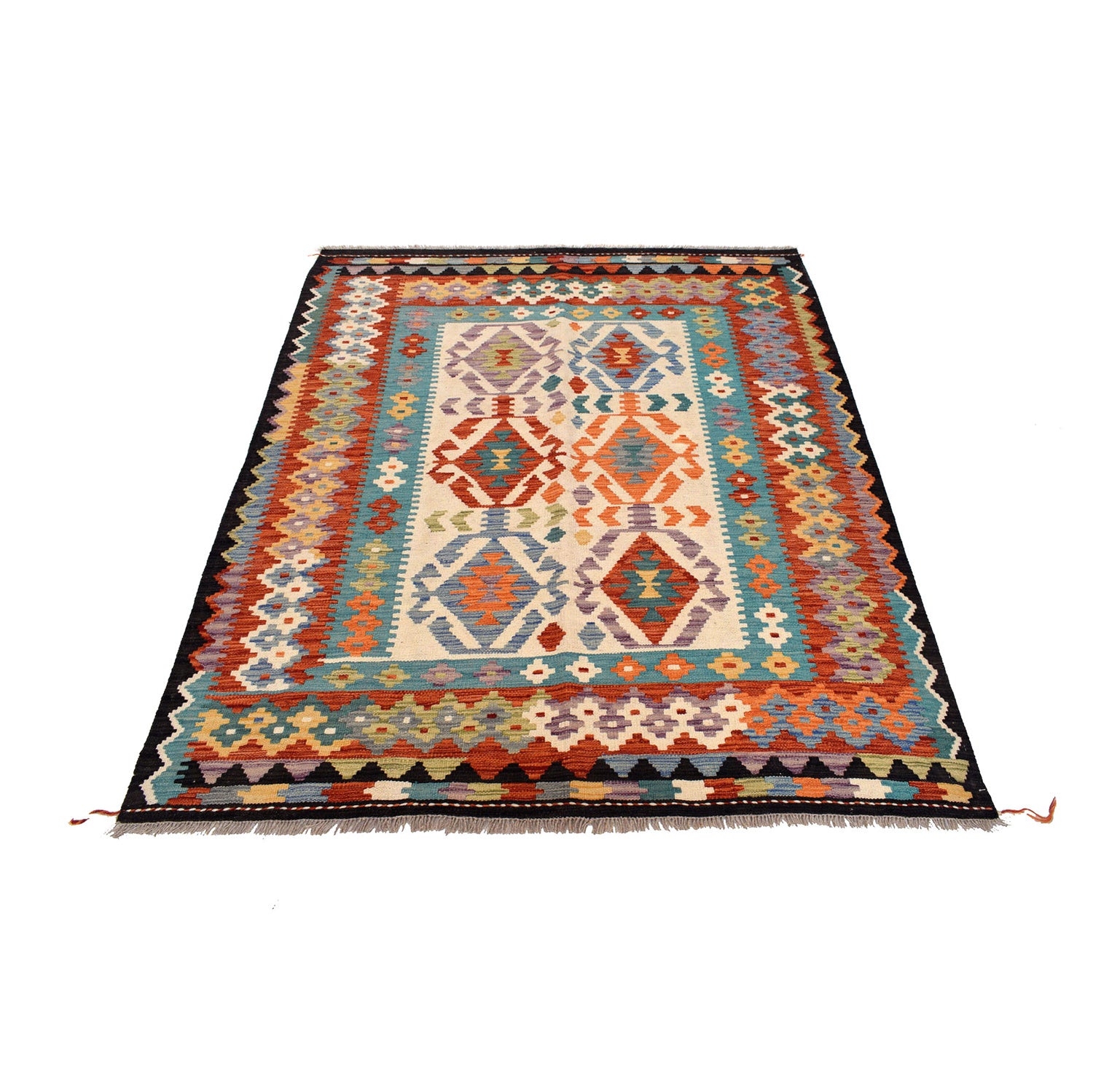 Handmade Vegetable Kilim 4' 8 x 6' 2 (ft) - No. G26063