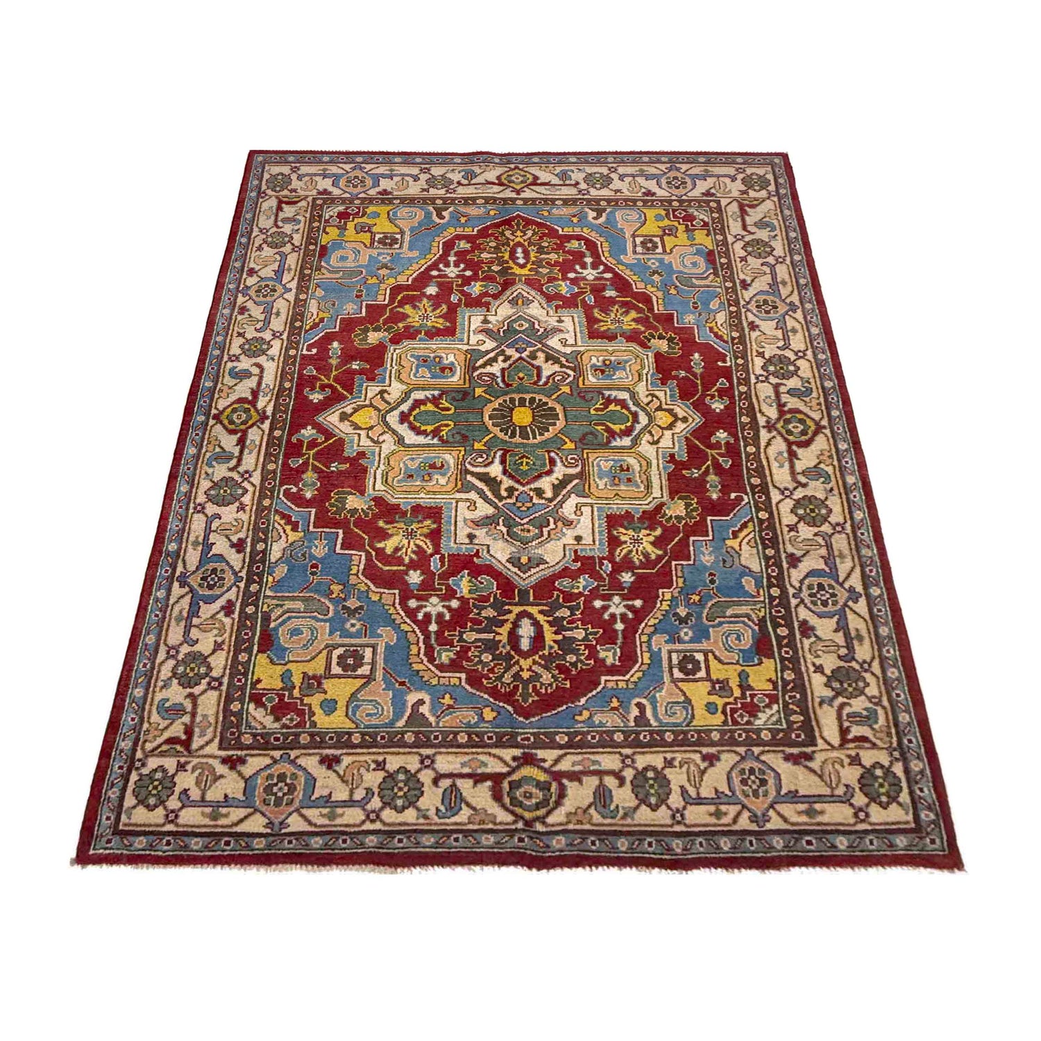 Hand Knotted Persian Design Heriz Rug 4' 11" x 7' 8" (ft) - No. R37370