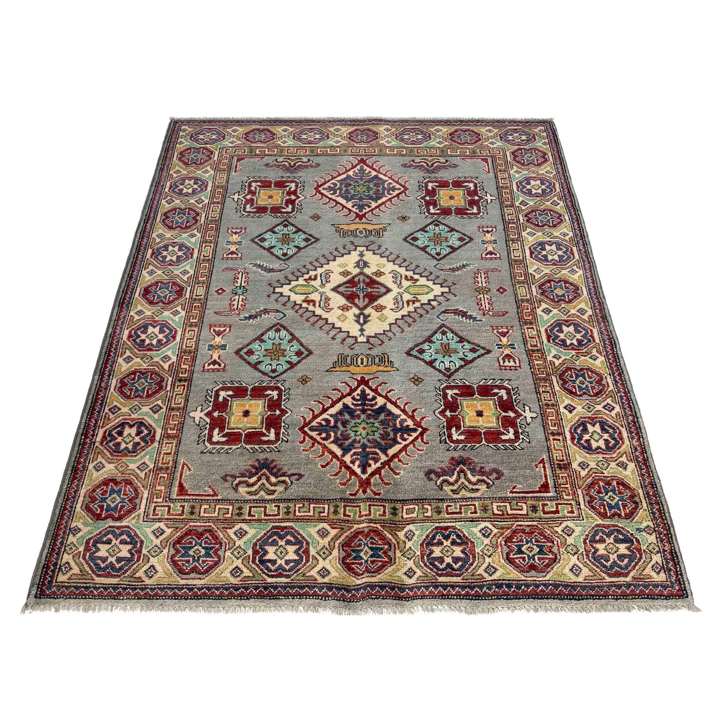Grey Color Kazak Rug 4' 8" x 6' 5" (ft) - No. R37385