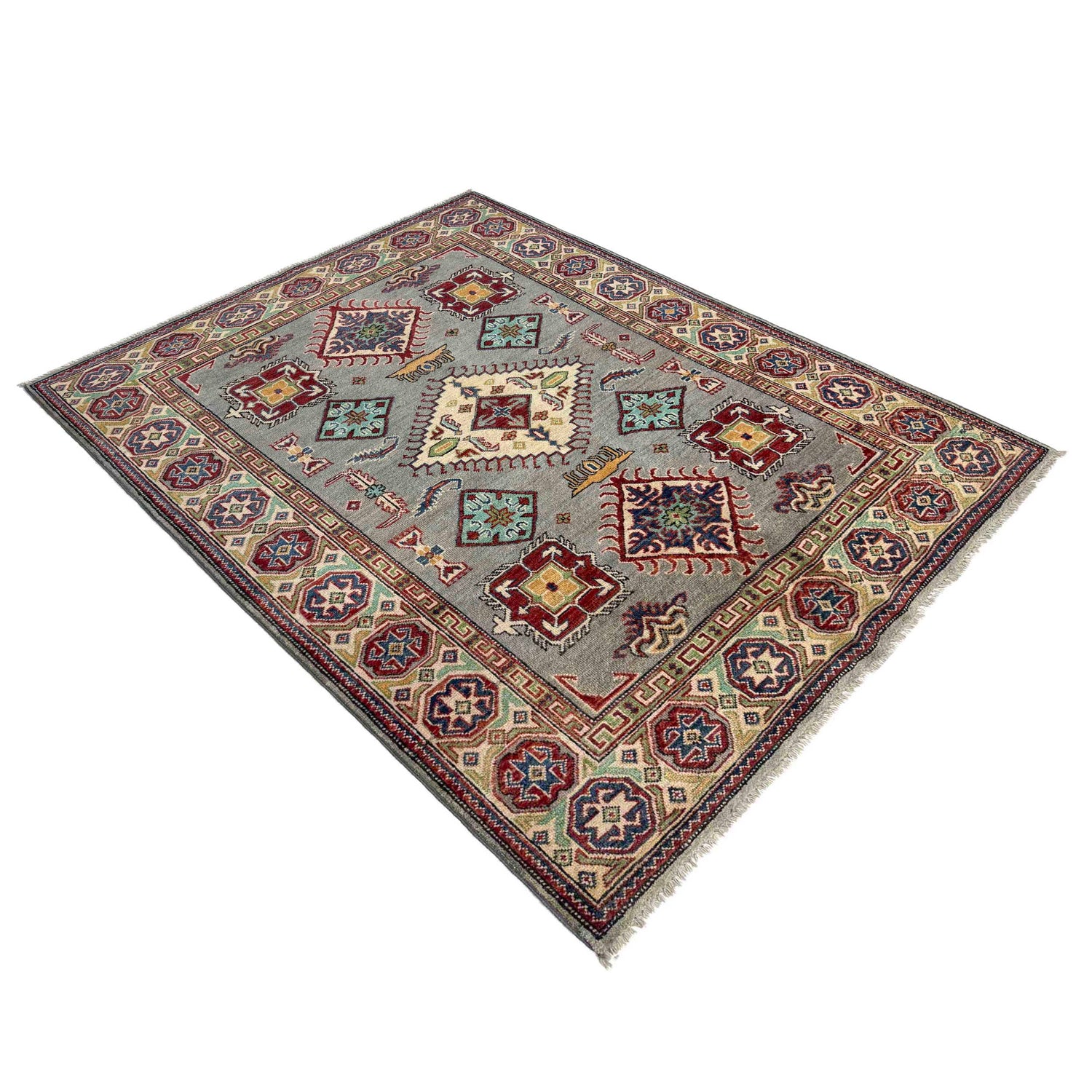Grey Color Kazak Rug 4' 8" x 6' 5" (ft) - No. R37385