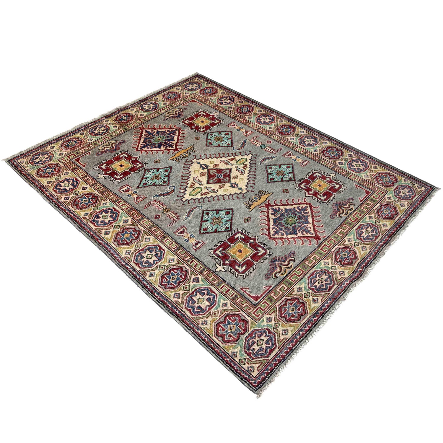 Grey Color Kazak Rug 4' 8" x 6' 5" (ft) - No. R37385