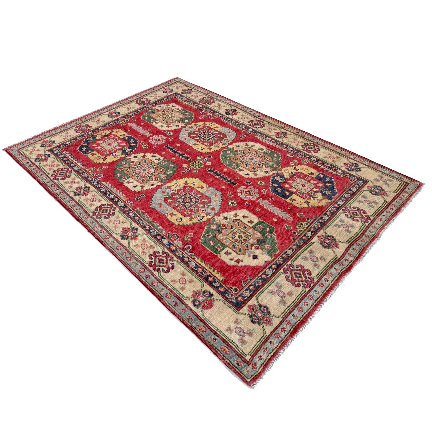 Red Color Kazak Rug 4' 0" x 5' 10" (ft) - No. R37386