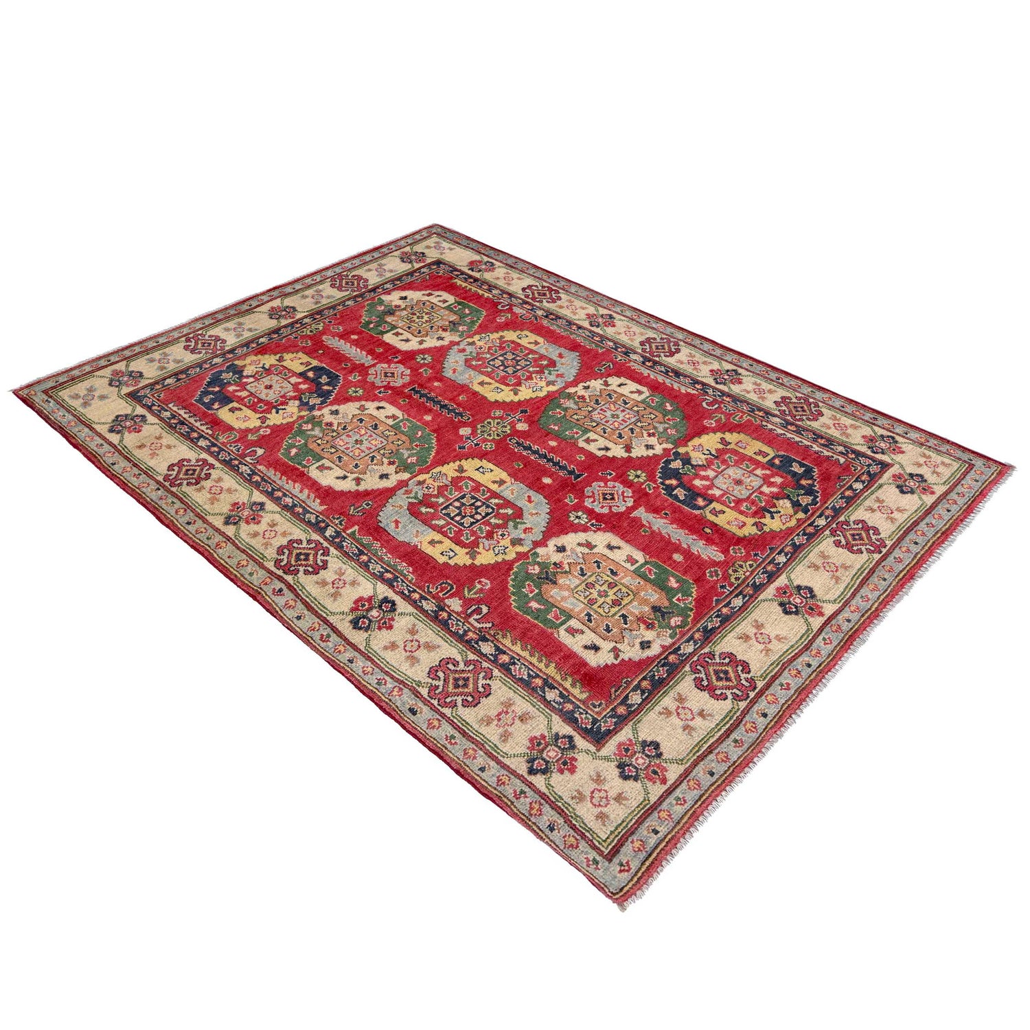 Red Color Kazak Rug 4' 0" x 5' 10" (ft) - No. R37386