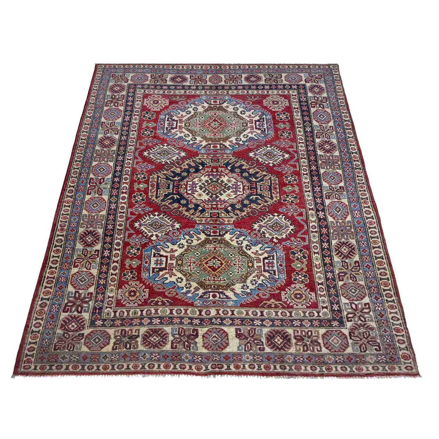 Hand Knotted Kazak Rug 4' 11" x 7' 3" (ft) - No. R37390