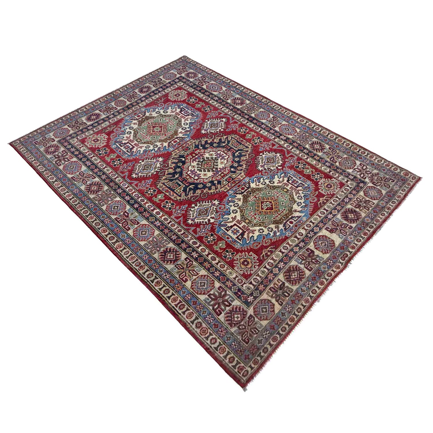 Hand Knotted Kazak Rug 4' 11" x 7' 3" (ft) - No. R37390
