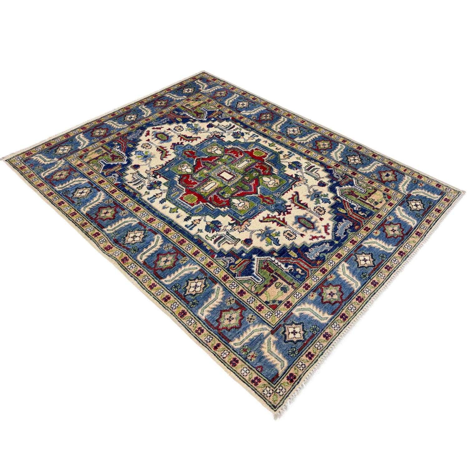 Hand Knotted Persian Design Heriz Rug 4' 0" x 5' 8" (ft) - No. R37391